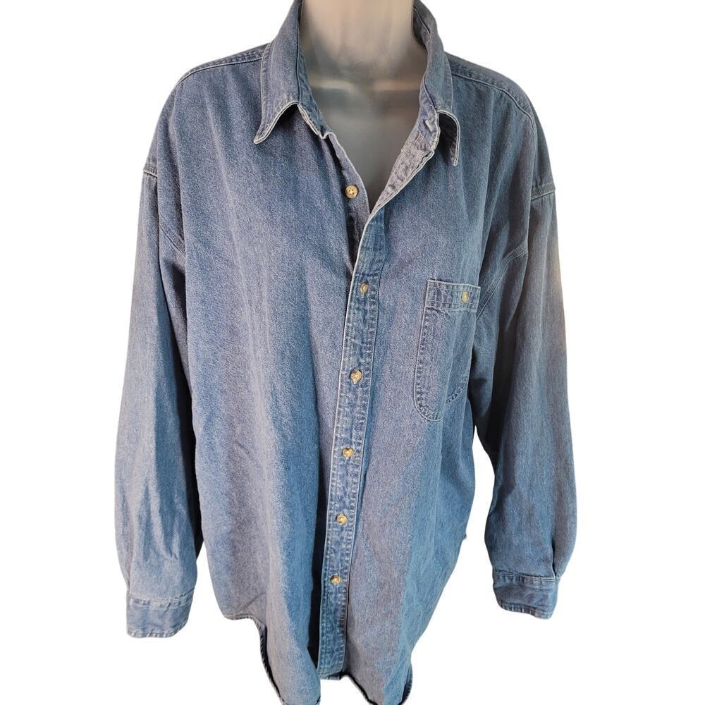 Preswick‎ & Moore Denim Shirt Long Sleeve Sz XL